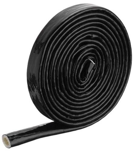 QUARKZMAN 0.4 ID 10 Pies Manguito Ignífugo con Aislamiento Térmico de 10 Pies de Cinta de Fibra de Vidrio Recubierta de Silicona para Líneas de Mangueras Automotrices Negro