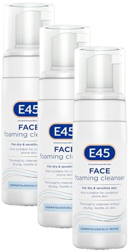 E45 Face Wash Foaming Cleanser – Daily Face Cleanser for Dry and Sensitive Skin – Gentle Facial Cleanser – Removes Excess Oil and Makeup for Clean, Soft Skin - Skin Care Facewash for Women & Mens Skin