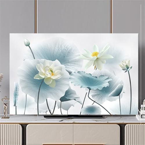 Hixingo Cubierta Antipolvo TV, Flor Cubierta Television Funda para Televisor Universal Elástico Cubierta de TV Protector TV Protector de Televisión (49-52inch,Flor de Loto)