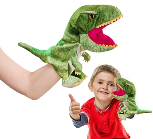 ACTOYS Handpuppen, Handpuppe Dinosaurier, Dino Kuscheltier Dino, Handpuppen für Kinder Dinosaurier, Plüschtier, Dinosaurier Kuscheltier, Dinosaurier Spielzeug, Weihnachten Ostern Geschenke