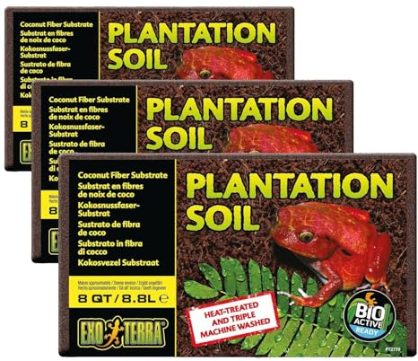 Exo Terra Plantation Soil, tropisches Terrarium Substrat, aus gepressten Fasern der Kokosnussschale, 8,8L (Packung mit 3)