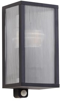 Lindby Wandleuchte außen Peldar mit Bewegungsmelder (spritzwassergeschützt (Modern) in Schwarz aus Aluminium (1 flammig, E27) - Wandlampe für Außenwand/Hauswand Haus Terrasse und Balkon