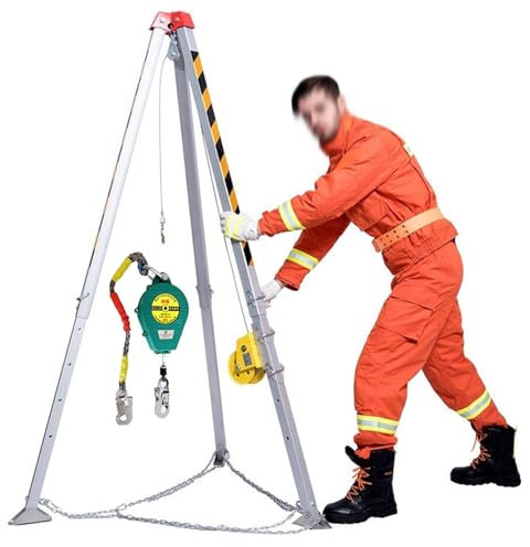 Trépied de Sauvetage Trépied Pour Espace Confiné, Kit De Support Stabilisateur Pour Trépied De Levage D'égouts Pour Tunnel Souterrain, Dispositif De Secours D'urgence(2600lbs Winch fall arrester)