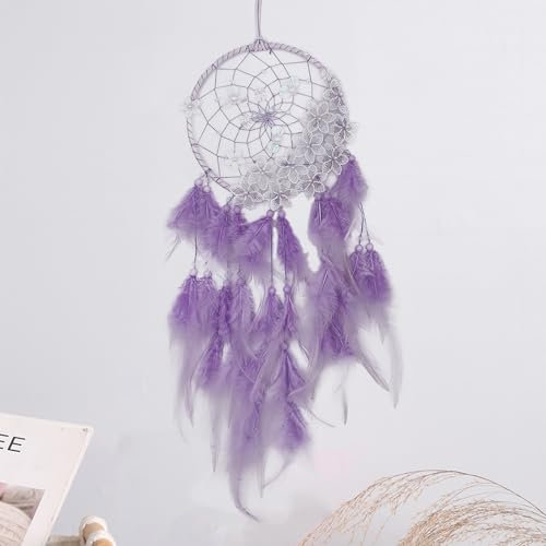 FOSDICK Süßer Traumfänger, Kinder Mädchen Traumfänger Gross, Handgefertigt Dreamcatcher mit Federn, Wand Zimmer Auto Deko Ornament Kunsthandwerk, Hochzeitsgeschenk, für Kinder MäDchen Freunde