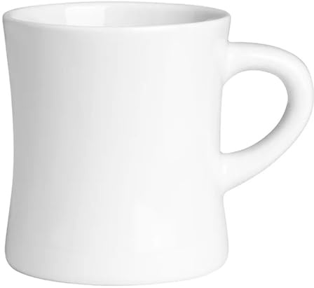 Olympia Whiteware Hollow Drinking Cup 300ml, White (Pack of 6) | Durable rolled edges prevent chipping, while the ergonomic hollow handle remains cool to the touch during commercial service.