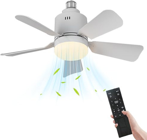 E27 45cm Ceiling Fans with Lights and Remote Control, 3 Color Temperature & 4 Speed Modes, 1/2/4h Timer, 5 Blades Ceiling Fan Light, Quiet Ceiling Fan for Living Room, Dining Room, Bedroom (white-B)