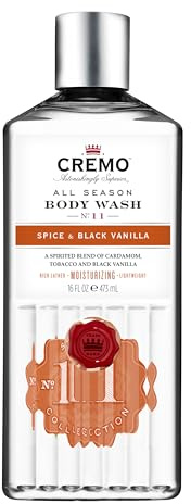 CREMO Gel Douche Épices & Vanille Noire - Gourmand & Épicé - 473ml | Fabriqué en France, sa mousse riche nettoie, hydrate la peau et révèle son parfum signature.