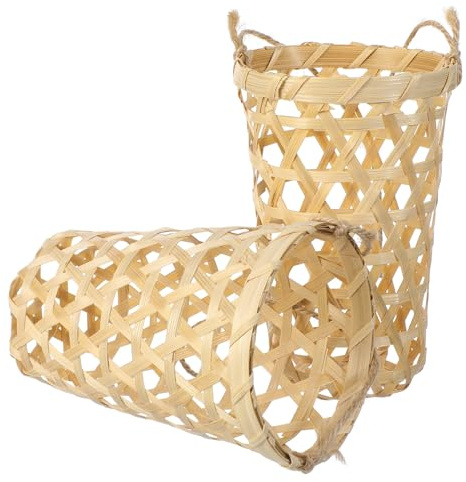 SUPVOX 2pièces Jardinière Suspendue Tissée Bambou Pot De Fleurs Mural pour Orchidées Plantes Et Compositions Botaniques avec Corde De Jute pour Montage Facile Et Décoration Intérieur