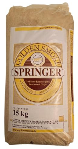 Golden Smoke 15kg Typ 100-2500 Buchenmehl Räuchermehl Räucherspäne Buche, 15 kg (60 Liter), sehr feine Körnung, für Kalträuchern, Barbecue und Smoker, Made in Germany by HILLIGER