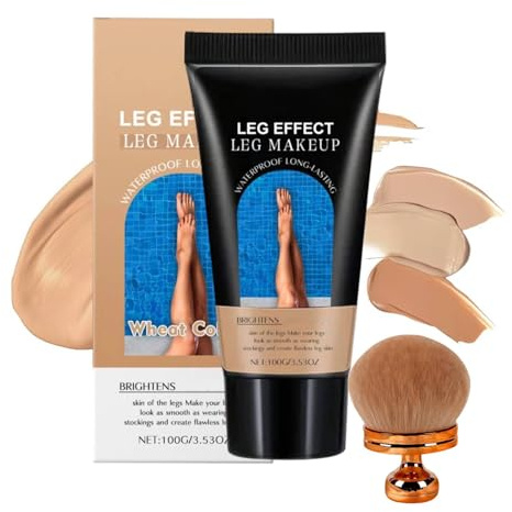 Maquillage imperméable pour les jambes et le corps, fond de teint jambes waterproof Avec Pinceau,fond de teint corps waterproof,sans transfert,Longue Durée Résistante À La Transpiratione (Wheat)