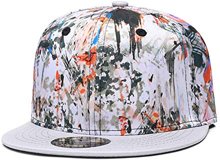 Quanhaigou Baseballkappe, Motiv: Galaxie, Unisex, Trucker, Hip-Hop, Plaid, Flache Krempe, verstellbar, Violett - Beige - Einheitsgröße