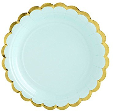 Yummy Colours Party Plates : Mint and Gold by Party Deco - 18cm - 6pk