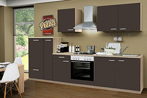 idealShopping GmbH Küchenblock ohne Elektrogeräte Classic 300 cm in lava matt
