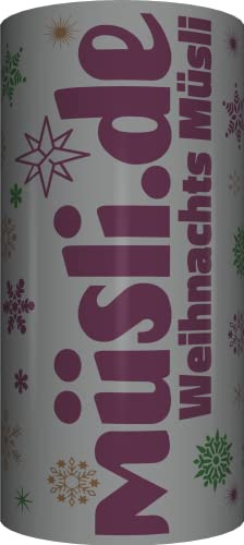 Fruchtige Weihnacht - Weihnachtsmüsli von müsli.de (BIO Müsli 1x580g). Ein tolles Geschenk in der Designerdose - unterschiedliche Weihnachtsdesigns können ausgewählt werden.
