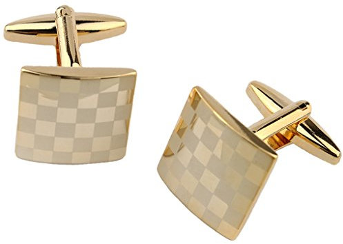 Beydodo Herren Manschettenknöpfe Hochzeit Edelstahl (Cufflinks) Rechteck Manschettenknopf Cuff Link Gold