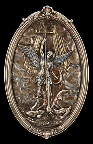 Unbekannt Wandrelief - Heiliger Erzengel Michael | Christliches Symbol, Wanddeko, zum Hängen, H 24,5 cm