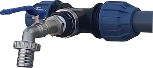 VOXTRADE IBC Tankverbindungsset für 2-6 Wassertanks 40 mm mit 1 Auslaufhahn (Frostsicher) in Blau