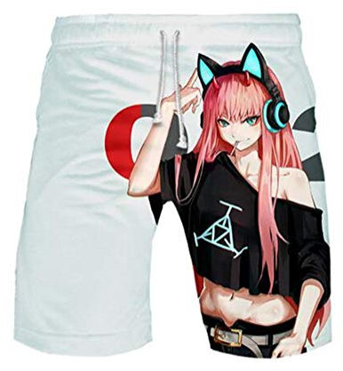 WANHONGYUE Anime Darling In The Franxx Herren Badehose Strand Shorts 3D Druck Sommer Beach Shorts Boardshorts 1100/10 L