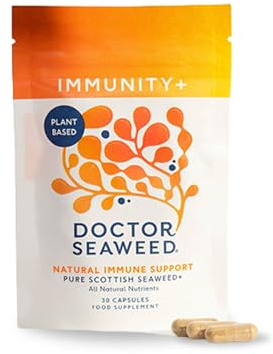 Doctor Seaweed | Immunity+ Capsules | 1 Months Supply | Organic Scottish Seaweed | Plant Based Vitamins B12 + D3 | Immune Support, Energy Boost, All Natural