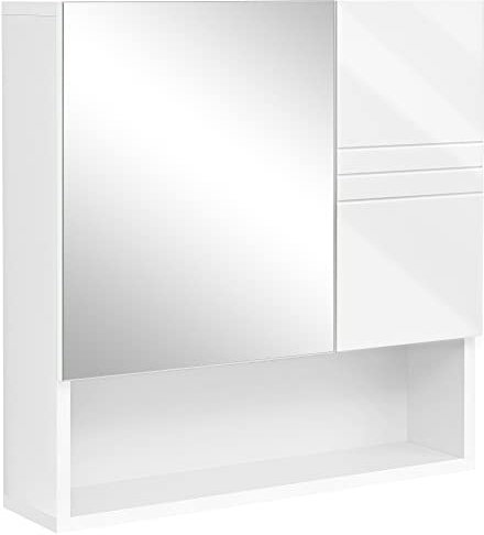 VASAGLE Corner Storage Cabinet with Doors and Adjustable Shelf, for Bathroom, Kitchen, Living Room, Modern Farmhouse Design, Engineered Wood, White, 15 x 54 x 55 cm