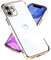 Micoden for iPhone 12 Case Cute Girls Silicone Heart Pattern Design Case Fashion Plating Edge Ultra Thin Shockproof Protective Bumper Phone Case for iPhone 12 White