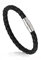Branets Bracelet en cuir véritable noir corde pour hommes Bracelet en acier inoxydable à fermoir à gâchette pour hommes et garçons