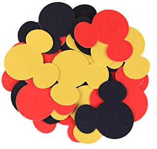 Micky Maus Konfetti für Jungen, Babyparty, Maus, Mottoparty, 100 Stück, Rot, Schwarz, Gelb, 5,1 cm