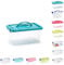 Plastic Storage Box Lightweight Robust Stackable Storage Boxes with Lid, Clear Latch Boxes, Plastic Organiser, Space Saving Solution for Home Office (4L - Turquoise Lid Storage Box with Handle)