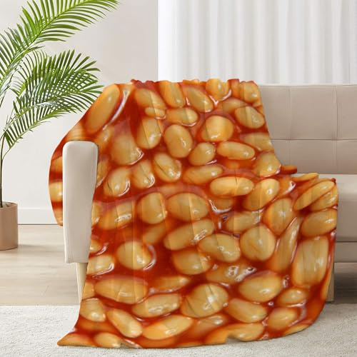 Decke mit gebackenen Bohnen, superweiche und gemütliche Decke für Heimdekoration, Couch, Bett, Sofa, 127 x 101,6 cm, klein für Kinder für alle Jahreszeiten