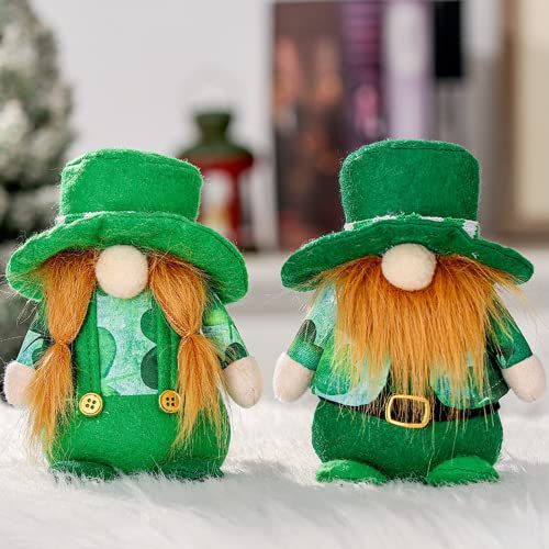 St. Patrick's Day Irische Zwerge Glückskleeblatt Grüner Hut Plüsch Dekor Kobold Tomte Elf Plaid Streifen Dekoration Zwerg Figuren für Zuhause Party Tisch gestuftes Tablett Saint Patty's Day Geschenke