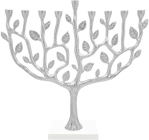 Menorah Albero della Vita Base in Pietra (Argento)