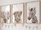 Eviepops Prints Set aus 3 Safaritieren für Kinderzimmer von Jungen und Mädchen, Ungerahmter Druck, Schlafzimmerdekor, Kinder Wandkunst, Dekor im Babyzimmer, Spielzimmer-Poster, elefant zebra löwe (A3)