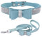 Hundehalsband und Leine, Set mit Fliege, mit Strasssteinen, Schleife, Kristalldiamanten für XXS, XS, kleine, mittelgroße und große Hunde, Haustier, Jungen, Kätzchen, Mädchen, Katze, Hellblau, XS