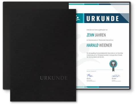 Urkundenmappe A4 Karton - Premium-Qualität mit edler Prägung 'URKUNDE' - BL-exclusivdruck® BASIC - hochwertige Übergabemappen aus 320g/m² Pappe - Urkundenhülle für DIN A4 Papier (Schwarz, 8 Stück)