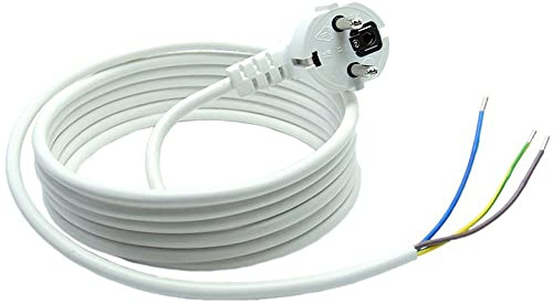 Jonex Anschlussleitung 3-polig mit Schuko-Stecker 3 x 1 mm2 H05VV-F Netzkabel Stromkabel 3G1 mm2 IP20 Weiß, 5 Meter