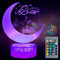 Shinybox Ramadan Dekoration LED DIY Lamp, Mubarak Ramadan LED Lampe, 3D 16 Farben Ramadan Mondlampe Farbwechsellampe mit Fernbedienung, Eid Dekorationen für Outdoor Indoor Party Deko(A)