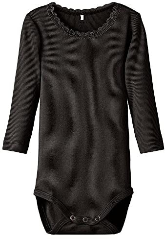 NAME IT Nbfkab Ls Body Noos, Body Bebé-Niñas, Negro, 18 meses