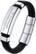 Bestyle Armband Herren mit Gravur Premium Lederarmband 23cm Armbänder mit Magnetverschluss geflochten Echtleder Armkette Armschmuck Accessoire, Silber