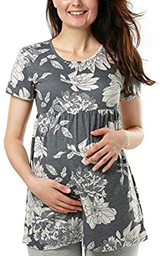 Godom Stillen Kurzarm für Schwangere,Sommer Umstandsmode T-Shirt Töpfe Druck Mutterschaft Frauen Schwangerschaft Kleidung Ärmel Mode kurze Mutterschaftskleid Jackenerweiterung Babytrage Reißverschluss