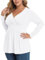 TIANZHU Plus Size White Tops for Women Wrap Baby Doll Shirt Long Sleeve Winter Tunic Top Dressy V Neck Blouse Empire Waist Low Cut Flowy Peplum Clothing, White, XL