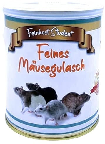 Feines Mäusegulasch aus der Dose Scherzartikel, Lustige Geschenkidee, Party-Brüller, Spaßgeschenk, Halloween, Geburtstagsgeschenk Lecker