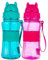 Sigdio 2 Pièces Gourde pour Enfants avec Paille garçons et filles Anti fuite sans BPA Facile à nettoyer‌ Bouteille d'eau Enfant 1 2 3 4 5 Ans pour Maternelle, École (Bleu Clair et Rose Rouge)