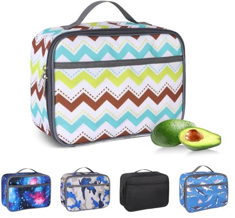 Minicoco Insulated Lunch Bag for Men Kids,Portable Leakproof Food Drink Cooler Bag for Boys Girls Pack Lunch Box for Work School Picnic Camping Travel (Wave)
