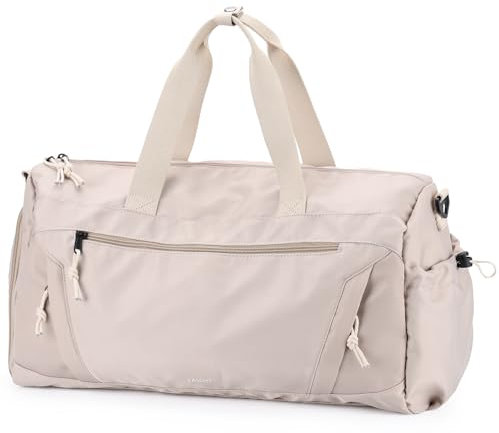 Reisetasche Damen Herren, Vaschy 20 Zoll Groß Handgepäck Tasche Duffle Bag Sporttasche Overnight Duffel Taschen für Frauen Männer mit Schuhen Fächer Gepäck Hülle für Reisen Fitnessstudio Yoga Khaki
