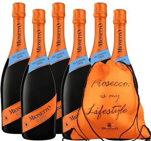 Mionetto Alkoholfrei 0,0% (6x 0,75 l) - alkoholfreier und veganer Schaumwein aus Italien inkl. GRATIS Cooling Bag