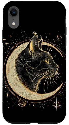 Katze Halbmond Gothic Hexe Schwarz Katzenliebhaber Hülle für iPhone XR