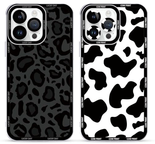 Foonary 2 Pack Clear Set Suitable for iPhone 12 Pro Transparent 6.1, Phone Case With Leopard Beautiful Fun Aesthetic Pattern Cover, Soft Silicone Shockproof Protective Box, for iPhone 12Pro