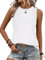 BAISHENGGT Damen Tank Tops Sommer Rundhals Ärmellos Ausgehöhlt Basic T Shirt Oberteile Weiß XXL