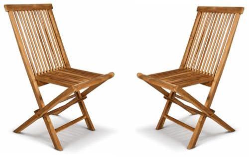 Liadomo Gartenstuhl Holz 2er Set Savano | Balkonstuhl, Klappstuhl, Holzstuhl, Teakholz, platzsparend klappbar, geschliffen, unbehandelt, für Garten, Terrasse, Balkon