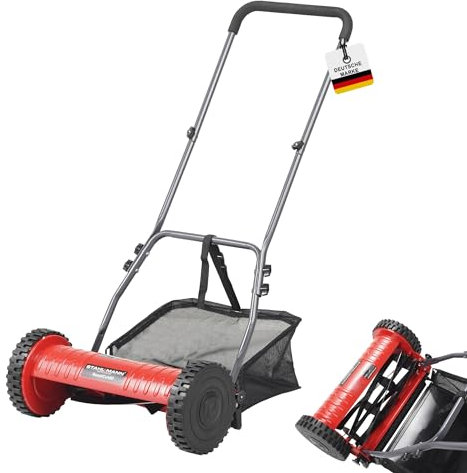 STAHLMANN RoyalCut - Tosaerba con larghezza di taglio di 40 cm, cestello di raccolta da 32 litri, regolazione dell'altezza di taglio a 4 livelli – tosaerba manuale – silenzioso ed ecologico
